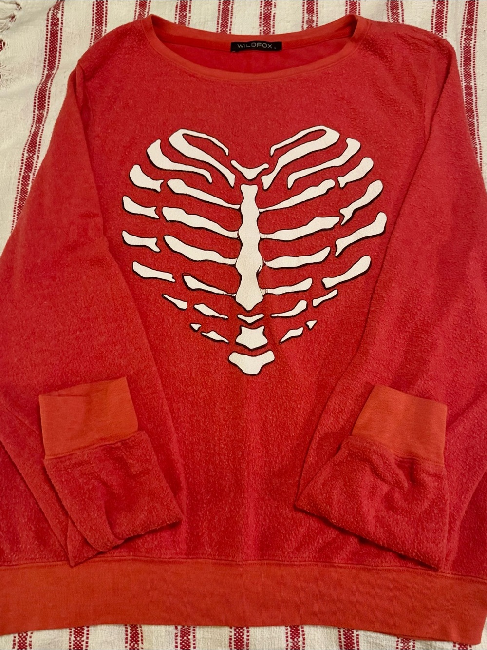 Wildfox Women’s Red Heart Rib Cage Graphic sweatshirt, just in time for Hallowee
